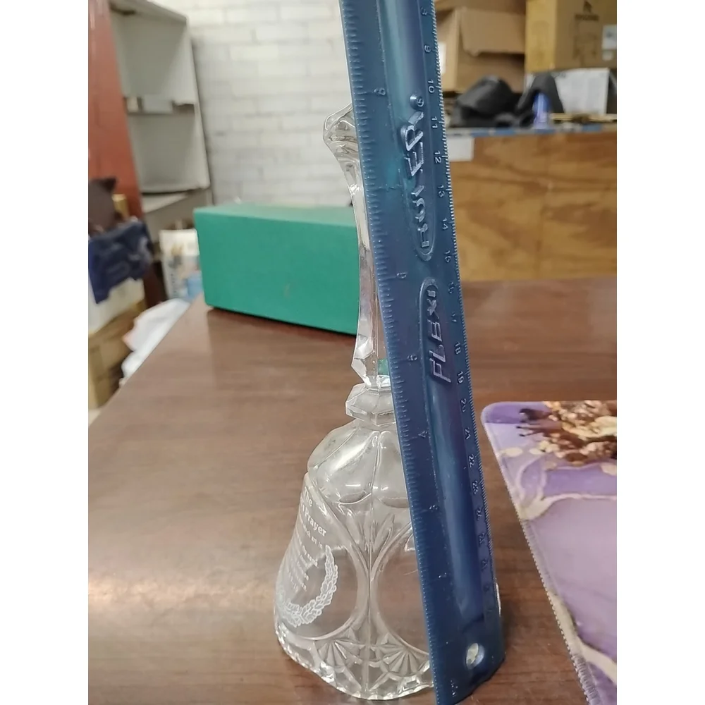 Vintage Artmark Lead Crystal‎ Bell Made In Germany The Lord's Prayer C.1986